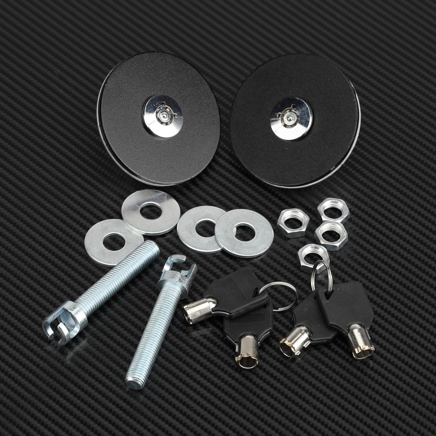 Universal Car Aluminum Alloy Mount Hood Lock Pins Key Latch